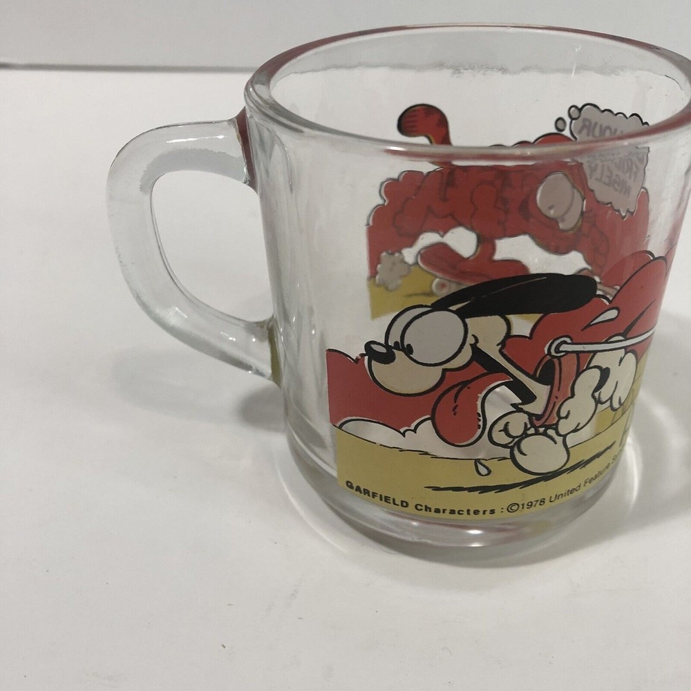 Vintage Garfield And Ode Mug, Mcdonalds, 1978, Clear Glass, Jim Davis - Picture 4 of 8